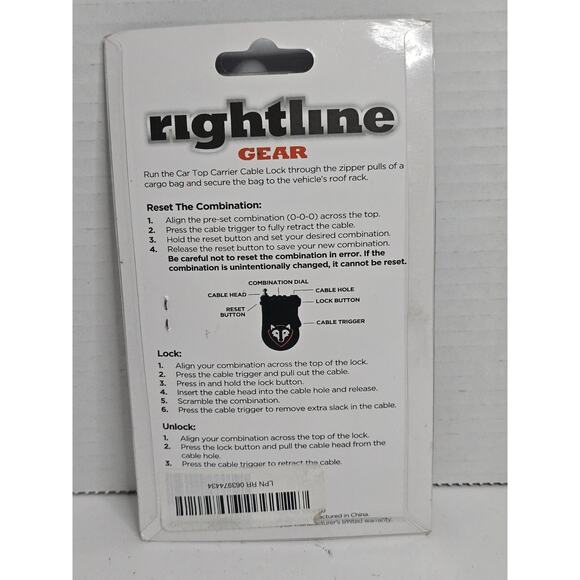 New RIGHTLINE GEAR CAR TOP CARRIER CABLE LOCK 100640 - Picture 2 of 2